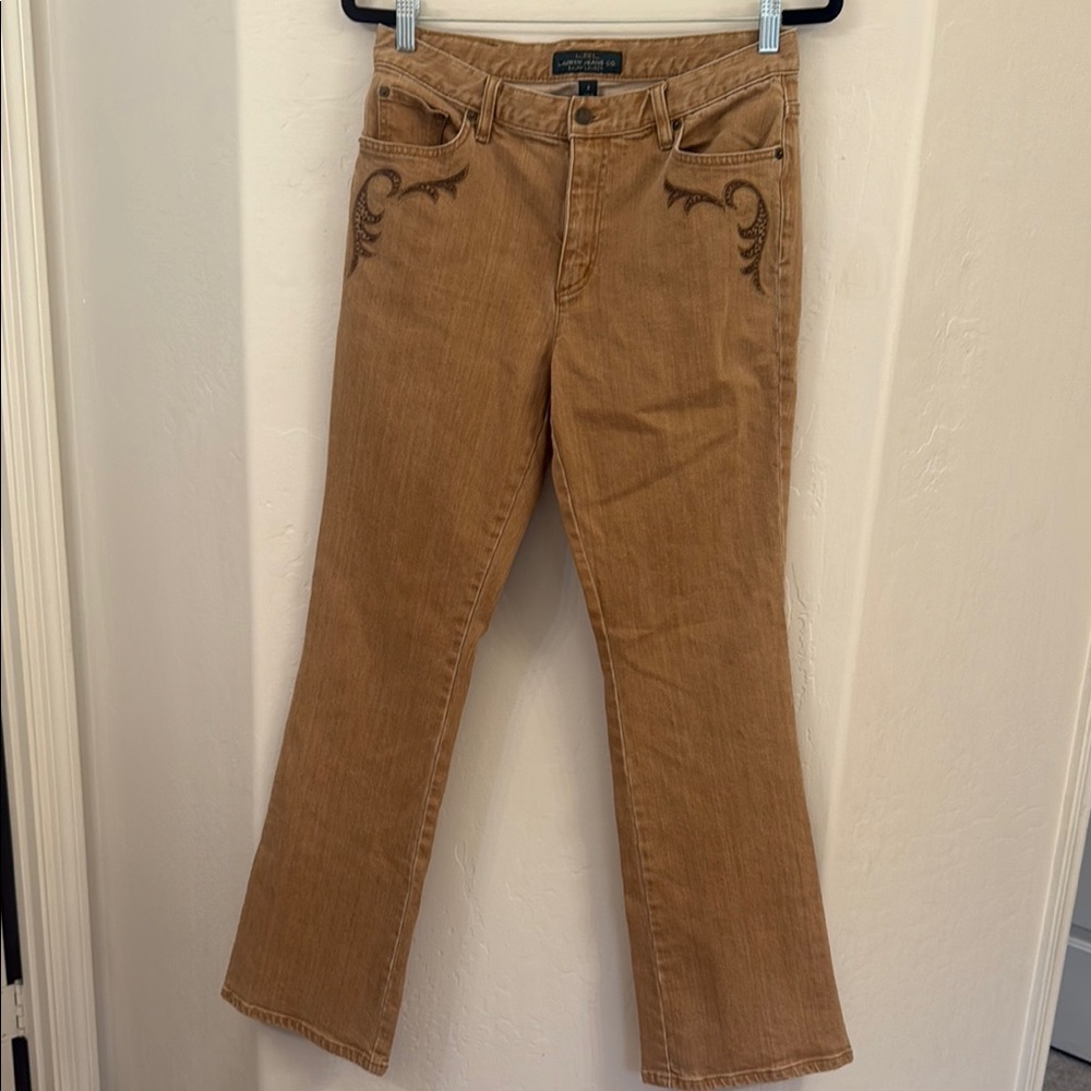 LRL/ Lauren jeans by Ralph Lauren. Brown Embroidered Jeans/sz 8